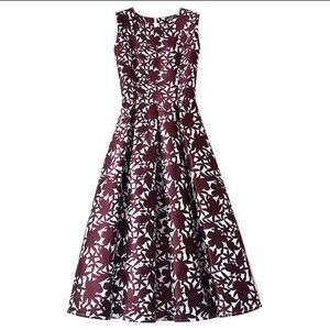 Maxlindy Jacquard 3D Embroidered Midi Dress Women's XXL Purple Silver Luxury